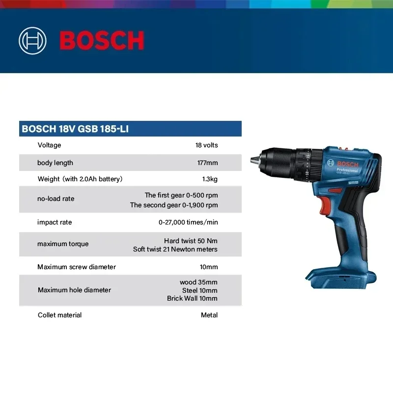 Bosch GSB 185-LI 18V Brushless - Power Tools Drill recension och pris