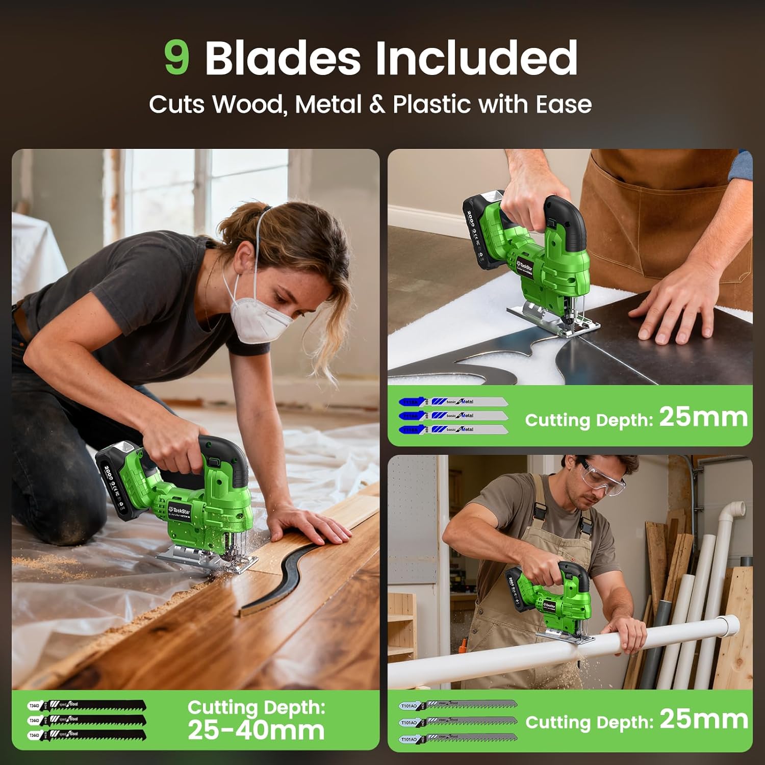 Taskstar Cordless Jig Saw Tool - Jigsaw Orbital Blade recension och pris